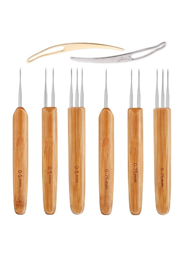يا كومز 8 جهاز كمبيوتر شخصي Dreadlock Crochet Hook Tool ، Yakumuz Braid Hair Dreadlocks Needle Weaving Crochet - Image 1